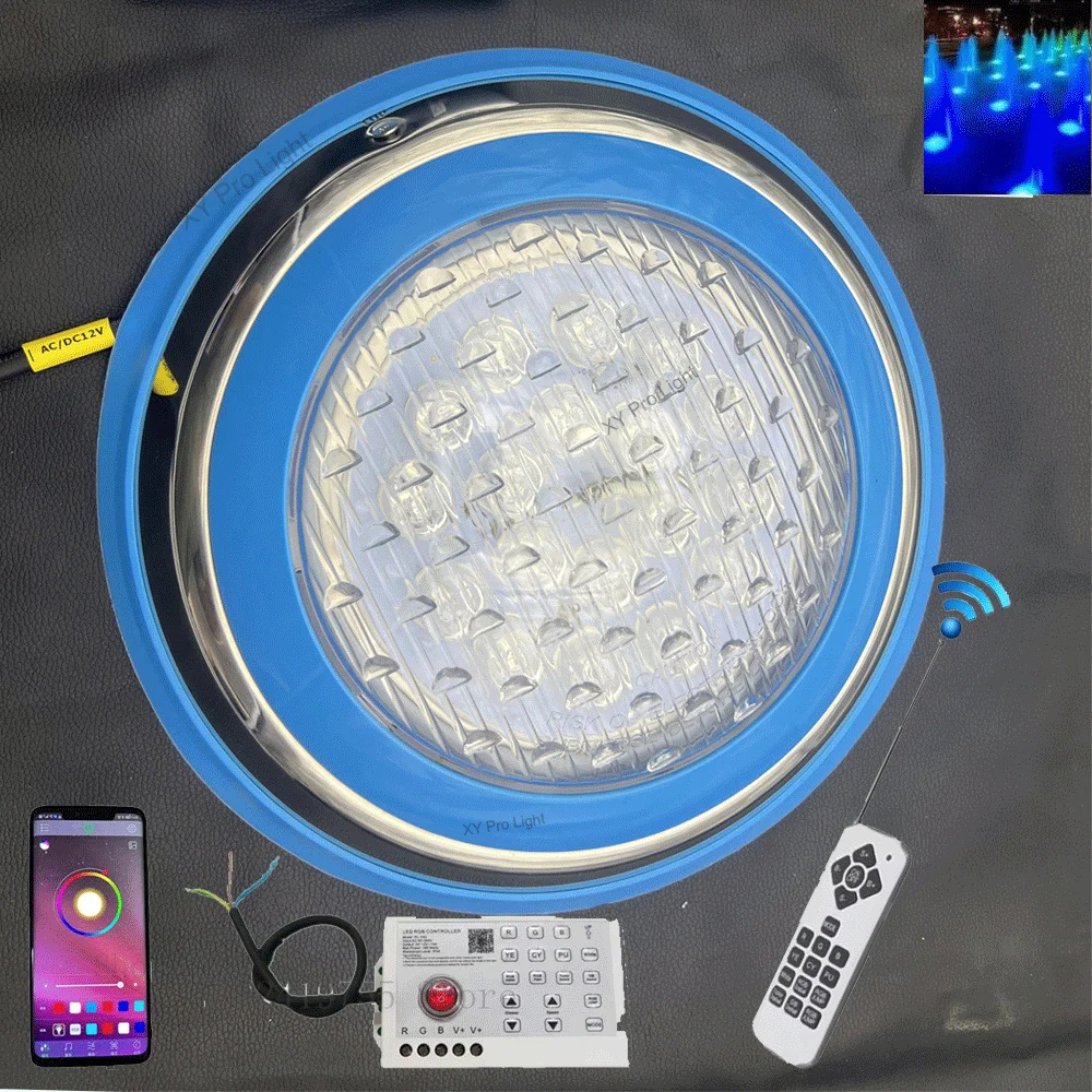 

15M DC12V 45W RGB LED Swimming Pool Lights IP68 Waterproof Input 85-265V Outdoor UnderWater Light Pond LED Piscina Luz Spotlight
