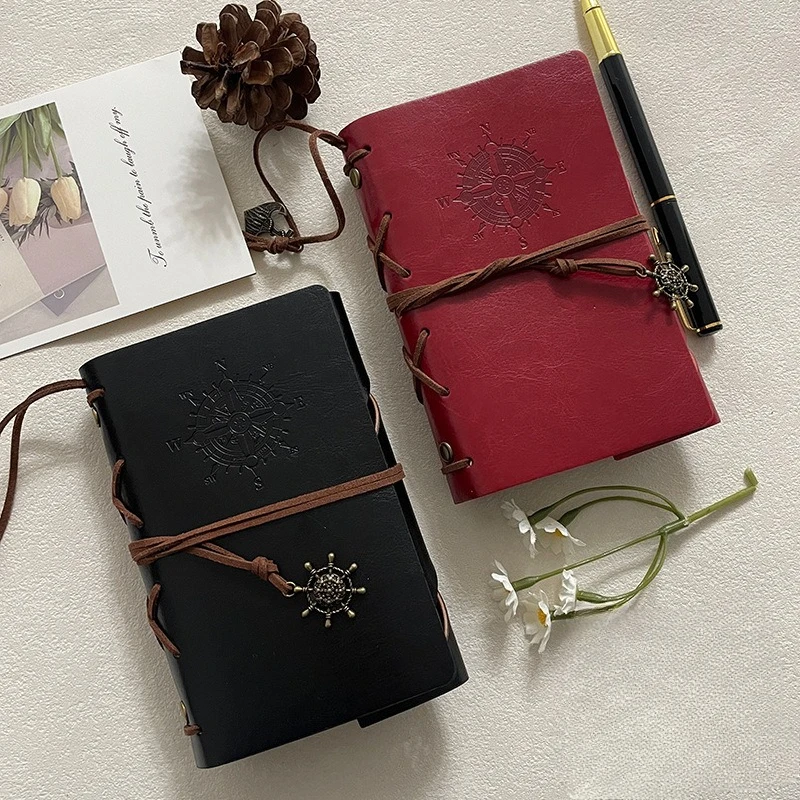 Vintage Pirate Ship Travel Journal A6/A7 Loose Leaf Notebook PU Leather Diary Refillable Stationery Gift for Traveler