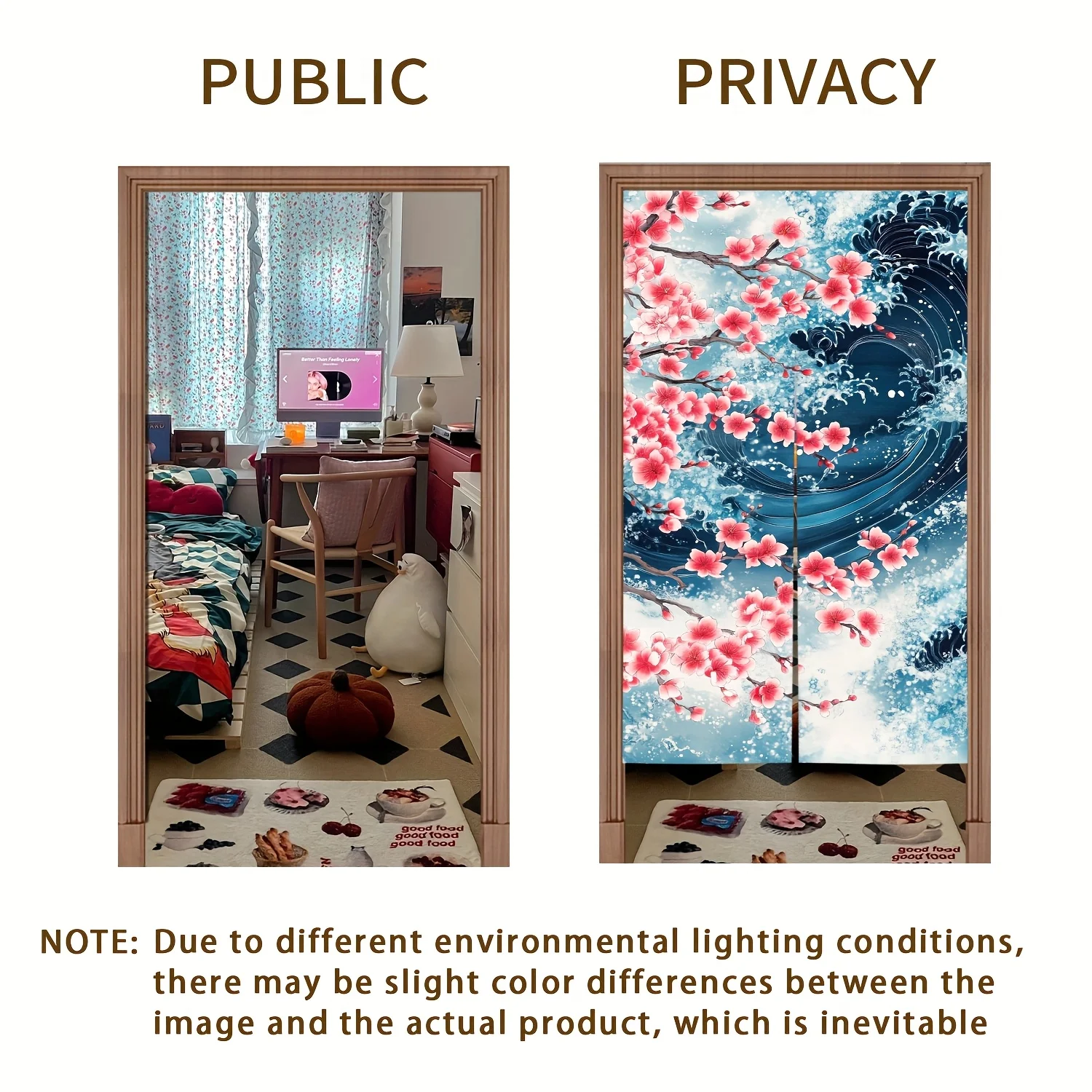 1 قطعة ستارة المدخل ساكورا بريز نورين ، تصميم أزهار الكرز عاصف السماء ، نمط آرت ديكو ، نسج الساتين من الكتان الصناعي #4