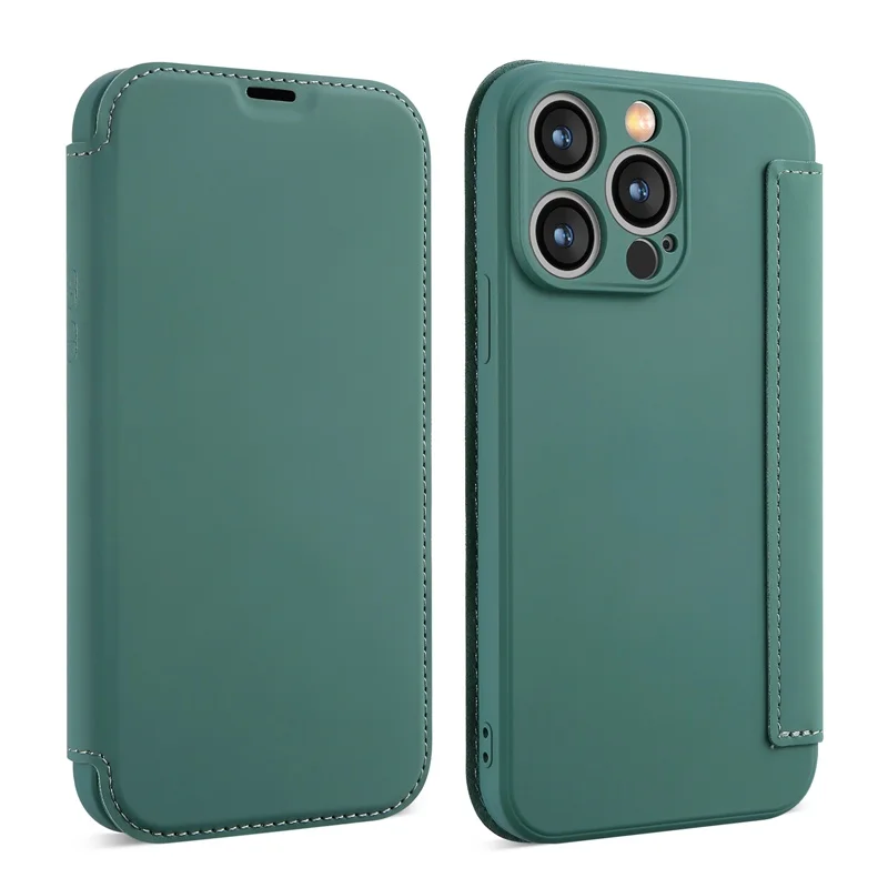 

For iPhone 15 14 13 Pro Max Case ELVEV Fashion Flip PU Leather + Liquid Silicone Phone Shell with Card Slot