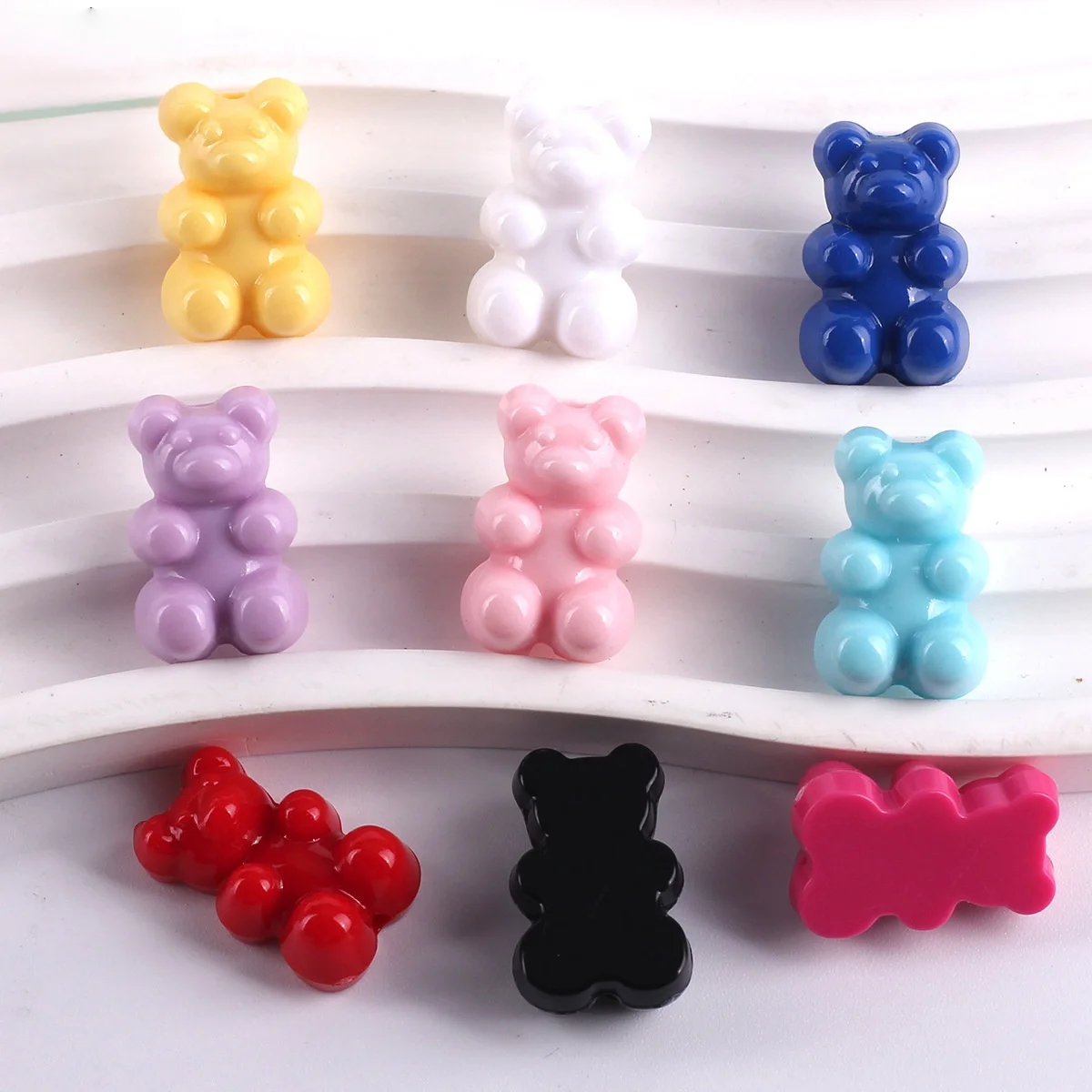 18x11mm Acryl Hohl Candy Bear Perlen Mehrfarbig Handgemacht DIY Geeignet für Schmuckherstellung Perlenschnüre Lose Perlen Zubehör