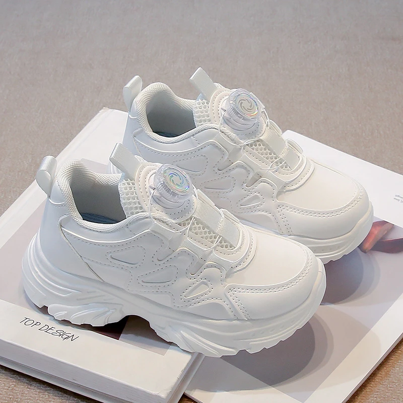 2025 جديد الاطفال احذية الجري الدورية زر الأطفال أحذية رياضية شبكة تنفس العلامة التجارية الجديدة الأطفال أحذية رياضية سميكة مريحة #4