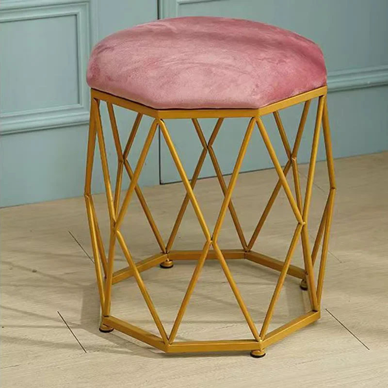 Cheap Small Simple Makeup Stool Living Room Gold Modern Pouf Nordic Vanity Chair Mobile Design Sgabello Pastel Room Furniture