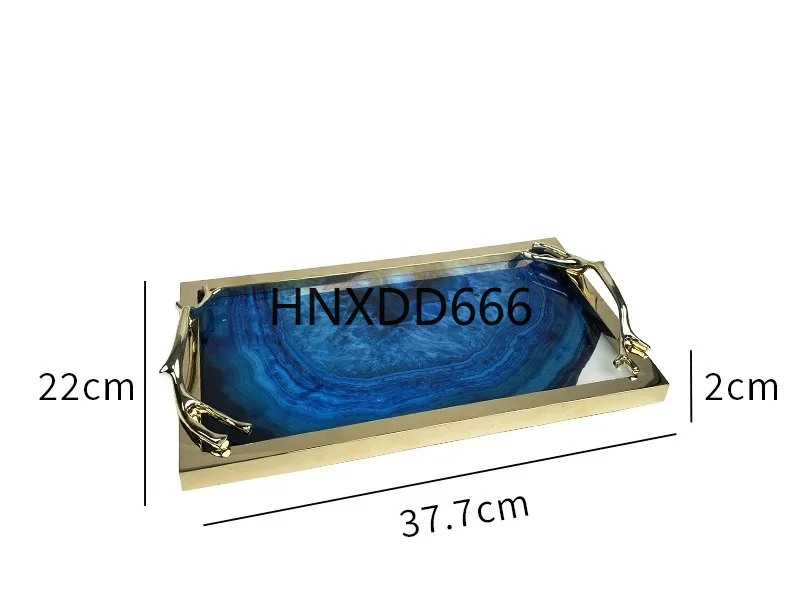 

Nordic style light luxury gold mirror glass tray European modern high-end storage tea tray