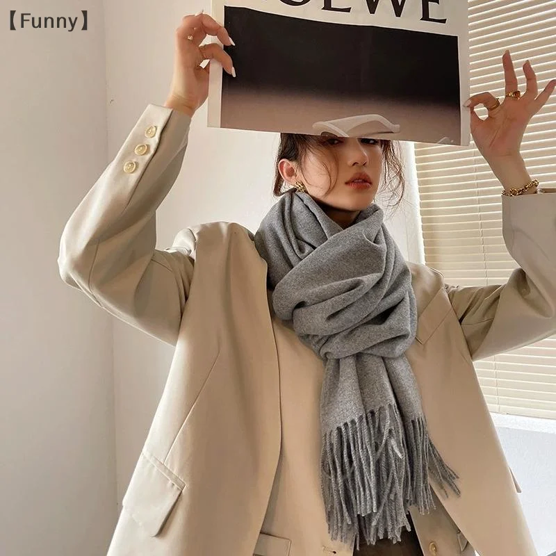 [مضحك] وشاح أسود الكشمير امرأة الصوف السيدات وشاح دافئ متقلب وشاح المرأة أوشحة شتوية الخريف