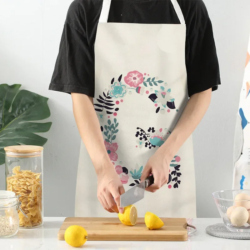 Cotton Linen Aprons Flower Aprons Letter Apron for Women Men for Cooking Home Cleaning Tools Anti-dirty Apron фартук для кухни