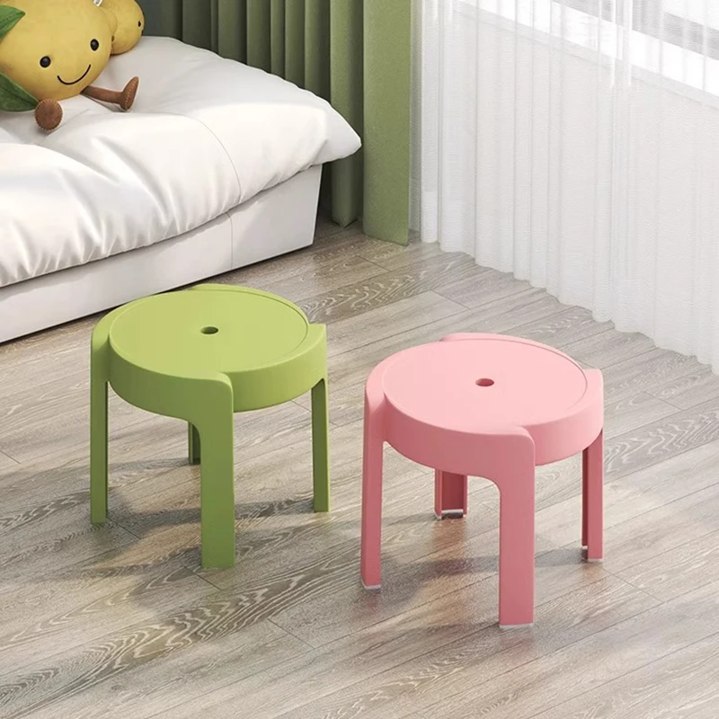 مقعد بلاستيكي سميك غير قابل للانزلاق للحمام، مسند دائري آمن وقابل للتكديس للبالغين والأطفال للاستخدام الداخلي والخارجي