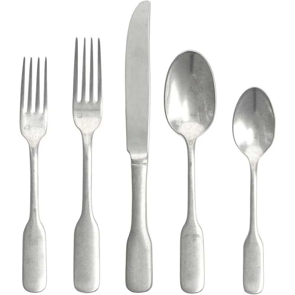 

Набор столовых приборов из нержавеющей стали, 5 предметов, включая нож, вилку и ложку для одного человека, можно мыть в посудомоечной машине.
