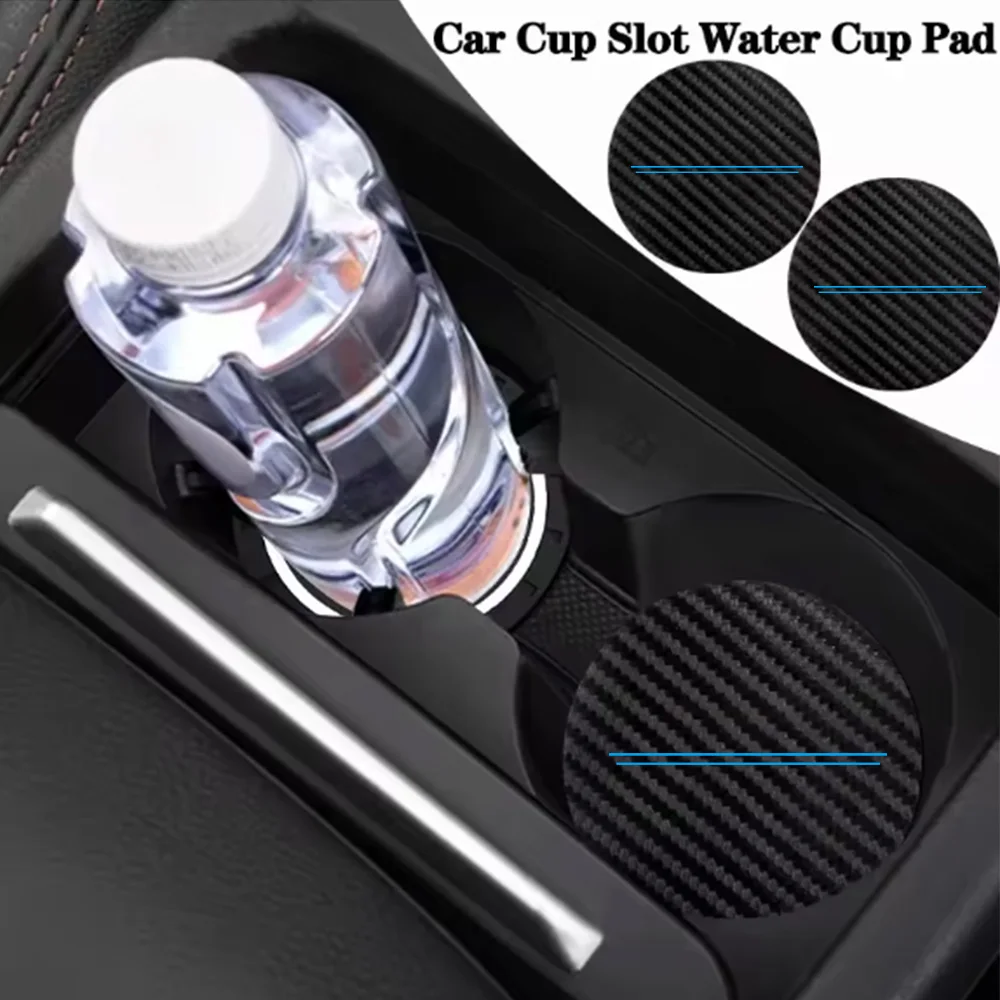 Acessórios para o interior do carro com padrão de fibra de carbono, tapete para copos de água, coleção de acessórios para carro, tapete antiderrapante
