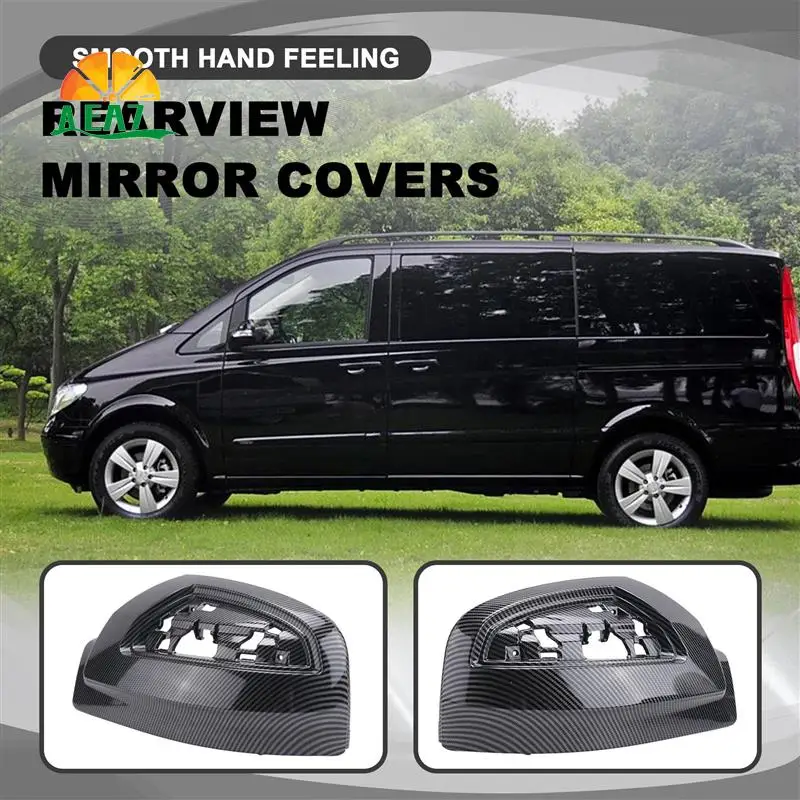 

AEA7-1Pair ABS Carbon Fiber Rearview Side Glass Mirror Cover Trim Rear Mirror Covers Shell For Mercedes-Benz Viano W639 2011-201