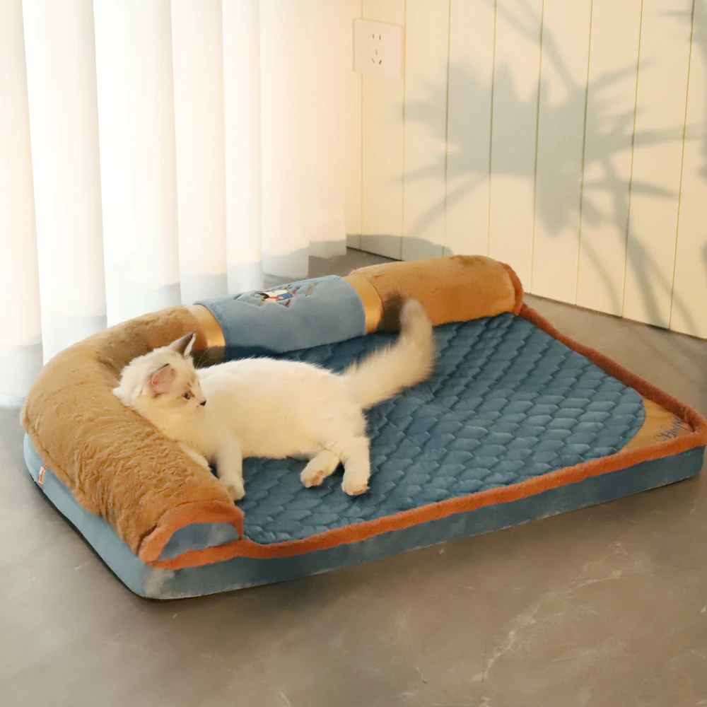 Hoopet Cat Bed with Pillow Premium Cat Mat Sleeping Sofa for Dogs L-3XL Golden Retriever Labrador Sleeping Pad Pet Supplies