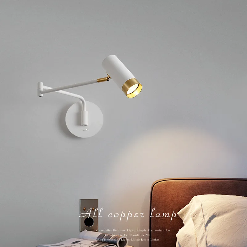 

Modern Adjustable Swing Long Arm LED Wall Light Folding Telescopic Wall Lamp with Switch Wall Sconces Home Decor Bedside Light