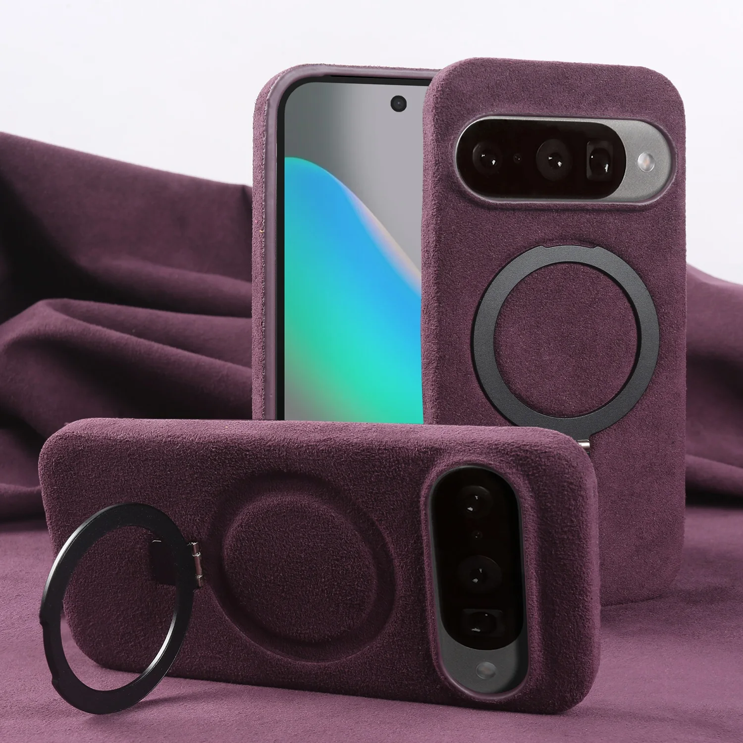 

Складной чехол-подставка для телефона Google Pixel 10 Pro 9 8 7 из искусственной кожи Alcantara, замшевый чехол-подставка в стиле суперкара