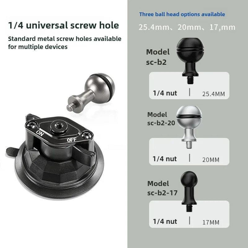 Suction Cup Mount, Windshield Suction Mount Bracket, Single Suction Base with 1/4