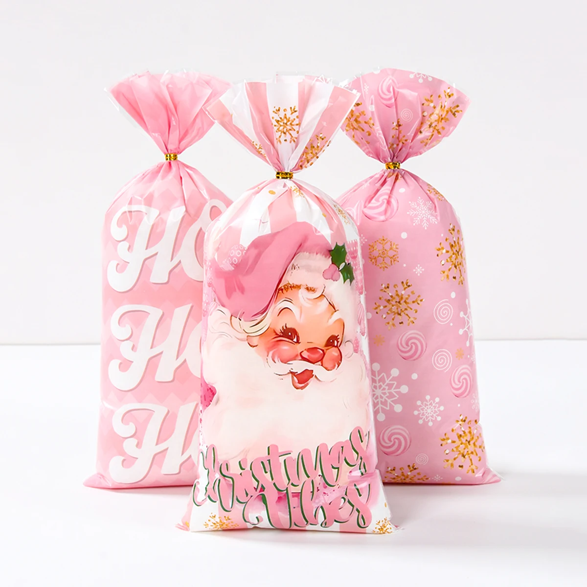 

Christmas Gift Bag Happy 2026 New Year Gift Candy Plastic Bag Laser Printing Christmas Package Decoration Xmas Navidad Bag