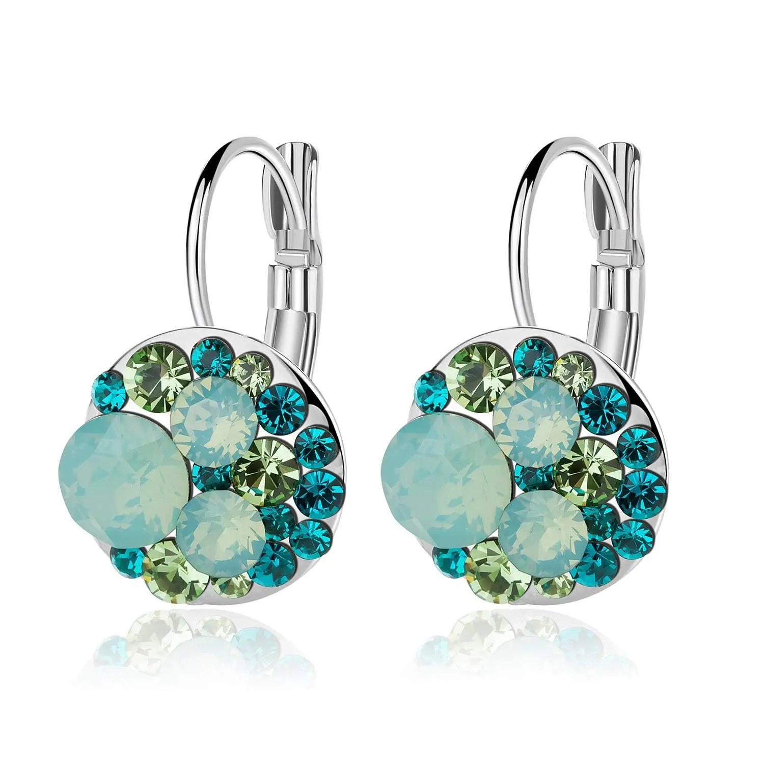 

Multicolored Crystal Leverback Earrings For Women Hypoallergenic Dangle Hoop Jewelry