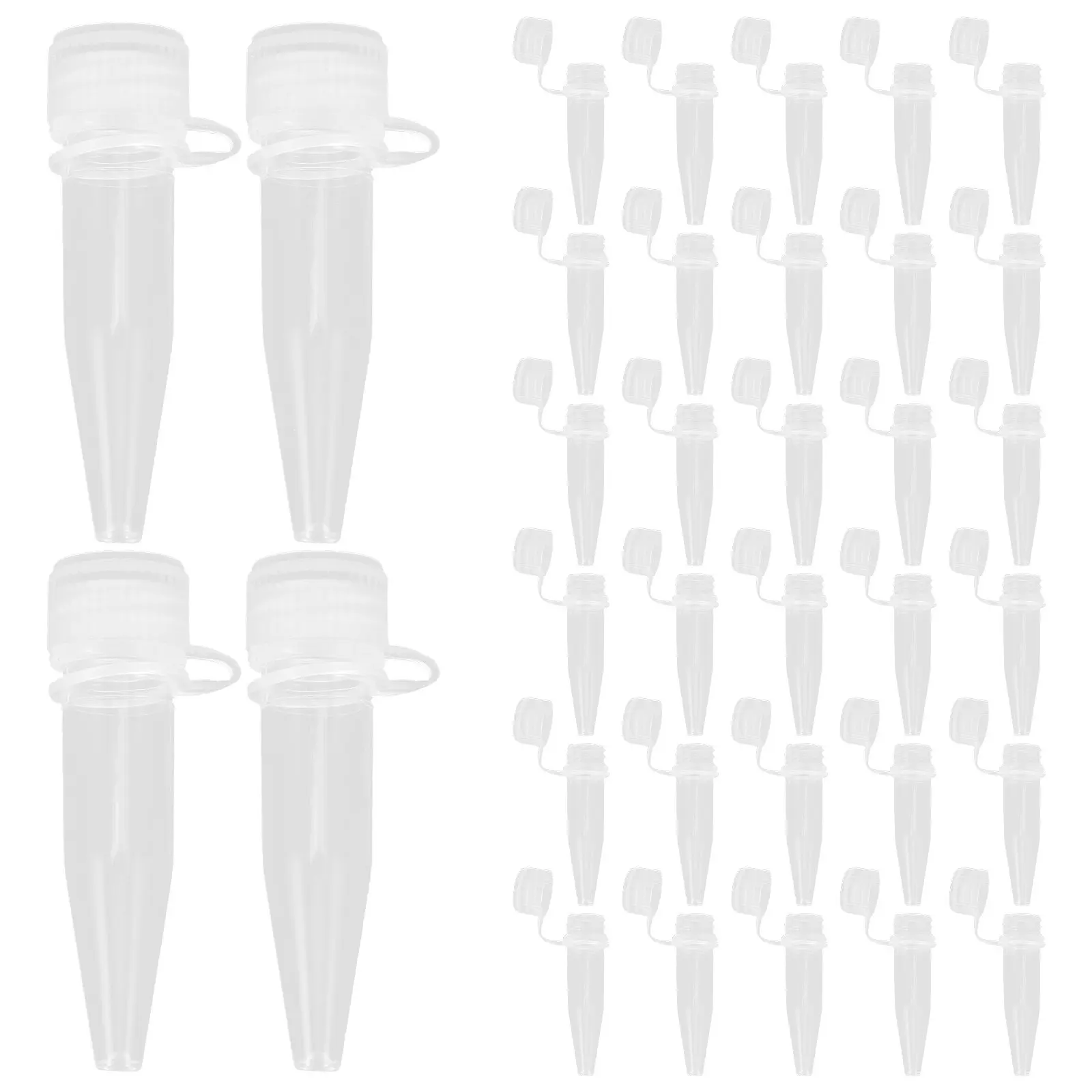 

50Pcs Clear Plastic Centrifuge Tubes 1.5ml Graduated Conical Test Tubes Polypropylene Leakproof Lab Sample Containers with Tight