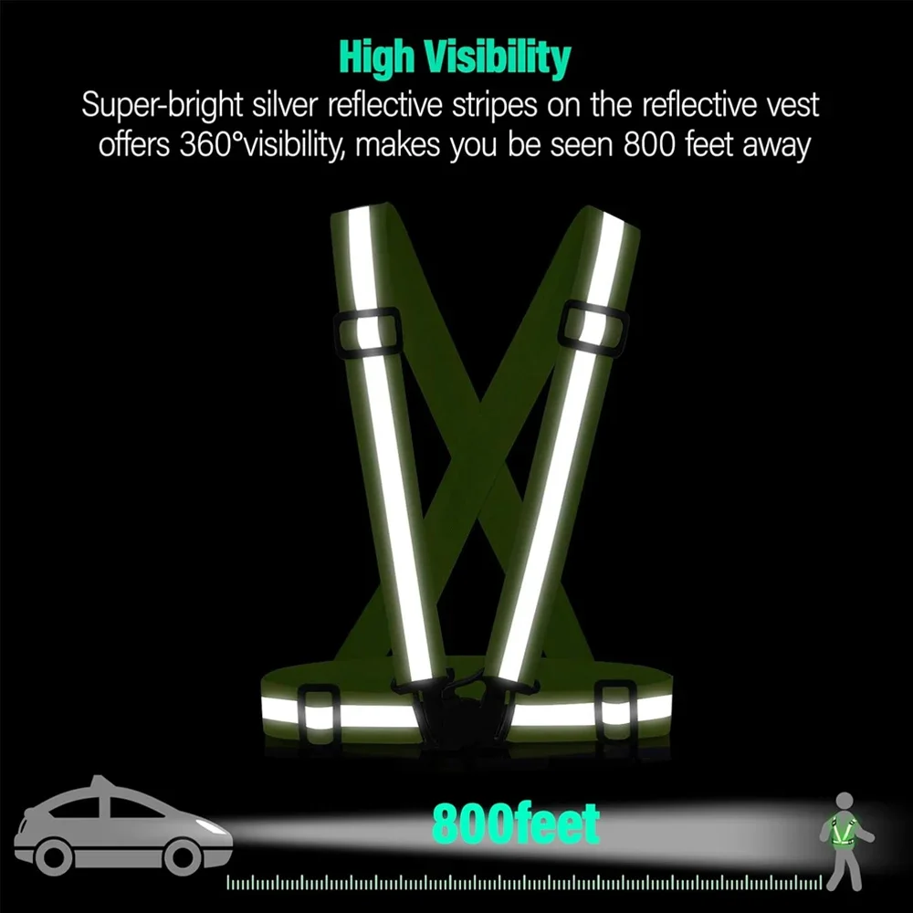 Chaleco elástico reflectante para exteriores, suministros para correr de noche, ciclismo, tela reflectante, chaleco de seguridad ajustable, equipo de equitación, 1 Uds.