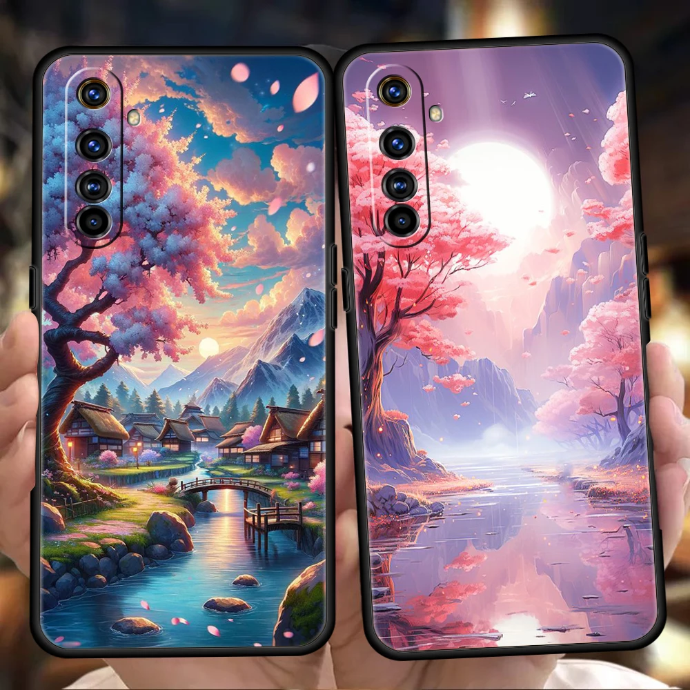 Pink Spring Cherry Blossoms Phone Case for Oppo A17 A12 A57 A74 A16 Find X5 X6 A52 A53 A54 A15 Reno 6 Z 7 Pro 5G Silicone Shell