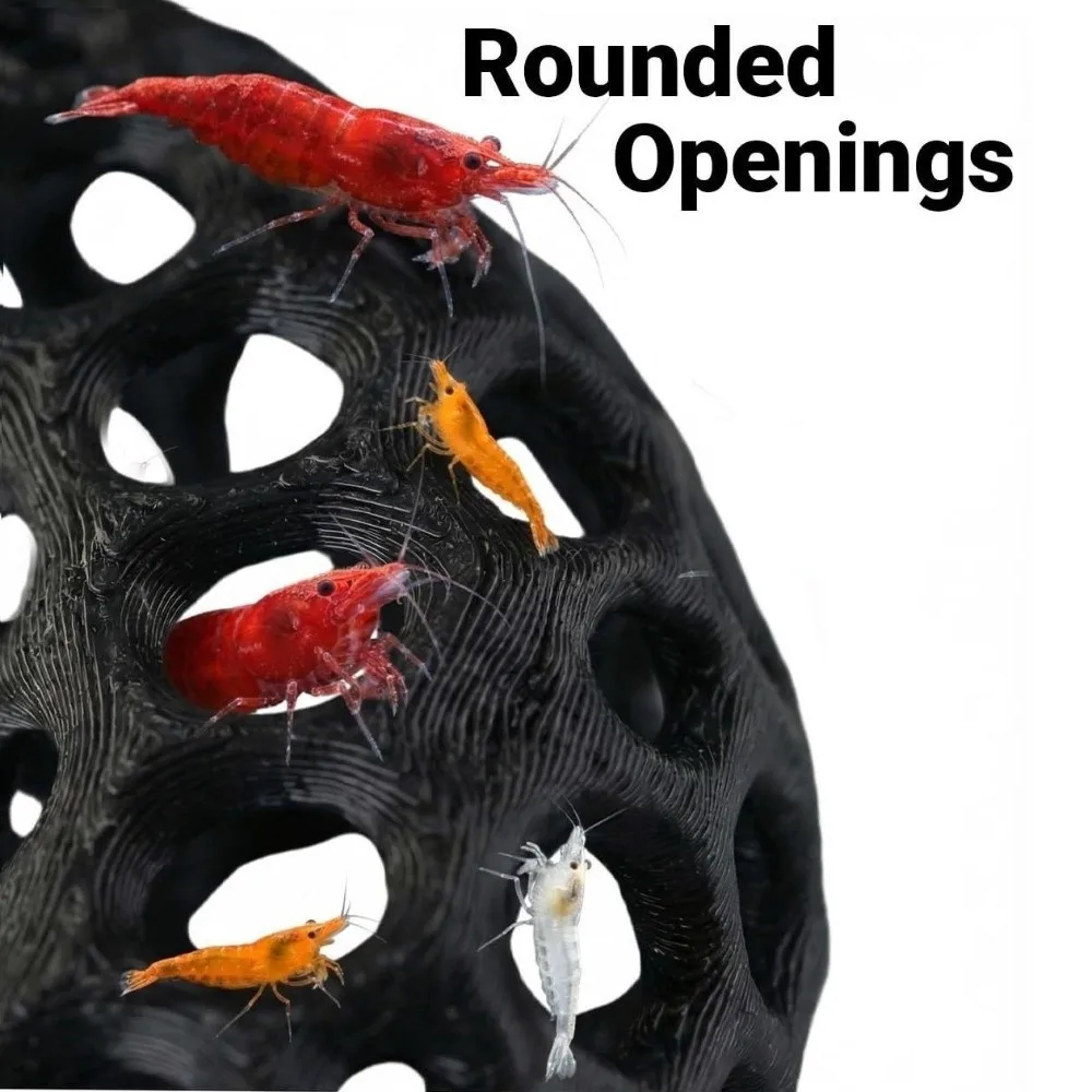 3D Printed Fish Shrimp Hiding Cave Wide-View Porous Structure Aquarium Fish Shelter Plant Anchoring Moss Ball Holder