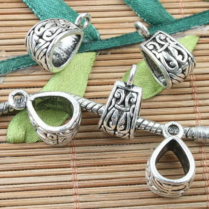 

Tibetan Silver Color Crafted Spacer Bail Charms 20pcs EF0033 Charms for Jewelry Making