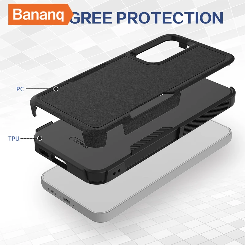 Bananq Shockproof Armor Case For Samsung S23 S22 S21 Ultra Plus Cover For Galaxy A05 A05S A25 A15 A14 4G A35 A55 A34 A54 5G