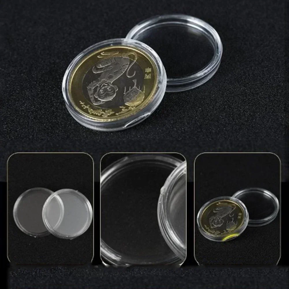 Transparent Plastic Coin Holder Display Capsules Collection Cases Round Ring Protection Boxs Container 16/20/27/28/30mm