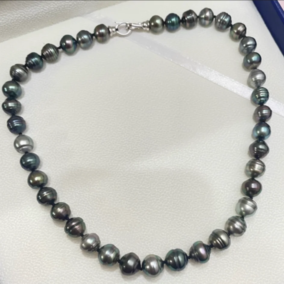

CHARMING 17" 12-13MM GENUINE NATURAL TAHITIAN BLACK BAROQUE PEARL NECKLACE