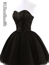 New Arrival Elegant Women Short Prom Dress Black Lace Up Princess Sweetheart Fashion Women Black