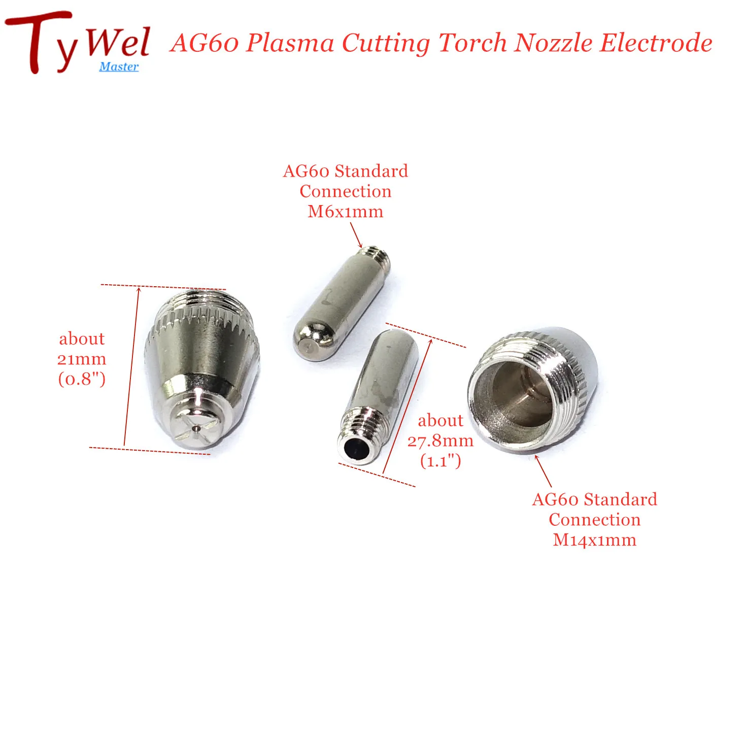 40pcs AG60 Plasma Cutting Torch Consumable SG55 Plasma Cutter Kit 60A AG-60 Plasma Torch Tip Electrode Nozzle