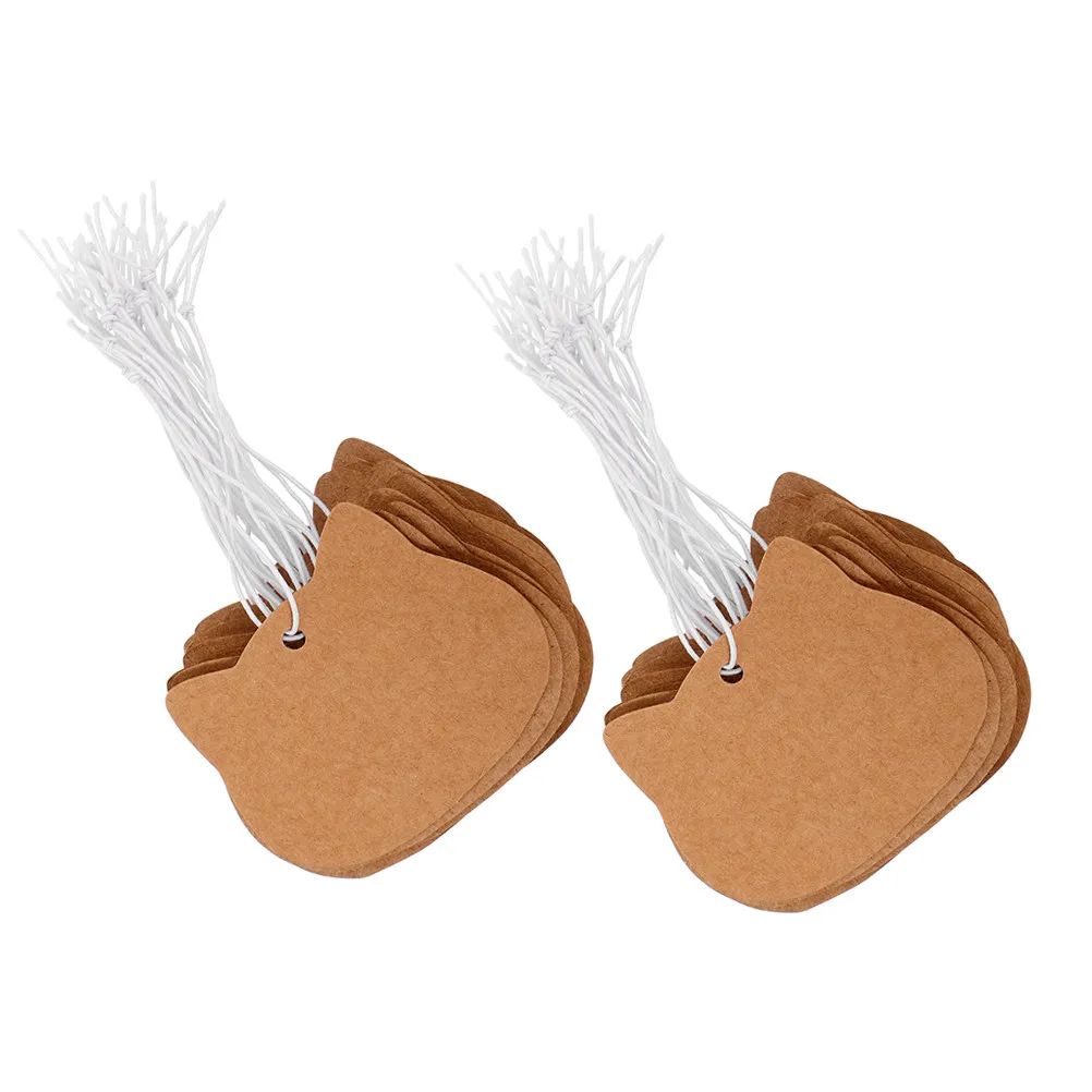 200Pcs Handcrafted Kraft Price Tags Blank Paper Writable Labels Elastic String for Clothing Jewelry Crafts Retail