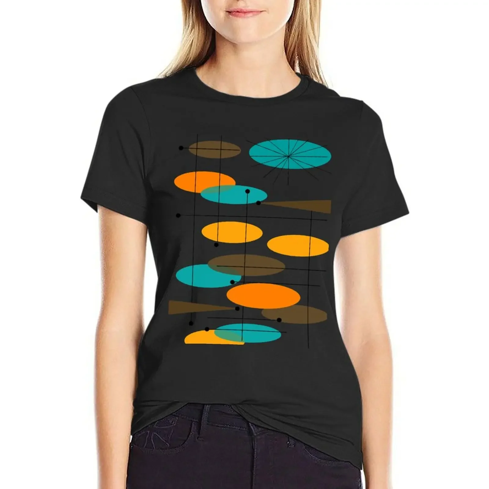 

Mid-Century Modern Ovals III T-Shirt sports fans animal prinfor new edition summer blouses woman 2025