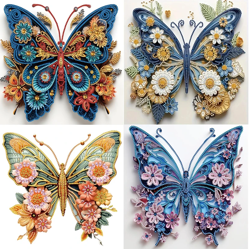 30X30CM DIY 5D Diamond Painting Butterfly Diffraction Paper Cross Stitch Kit Partial Special Shaped Embroidery Mosaic Art Decor