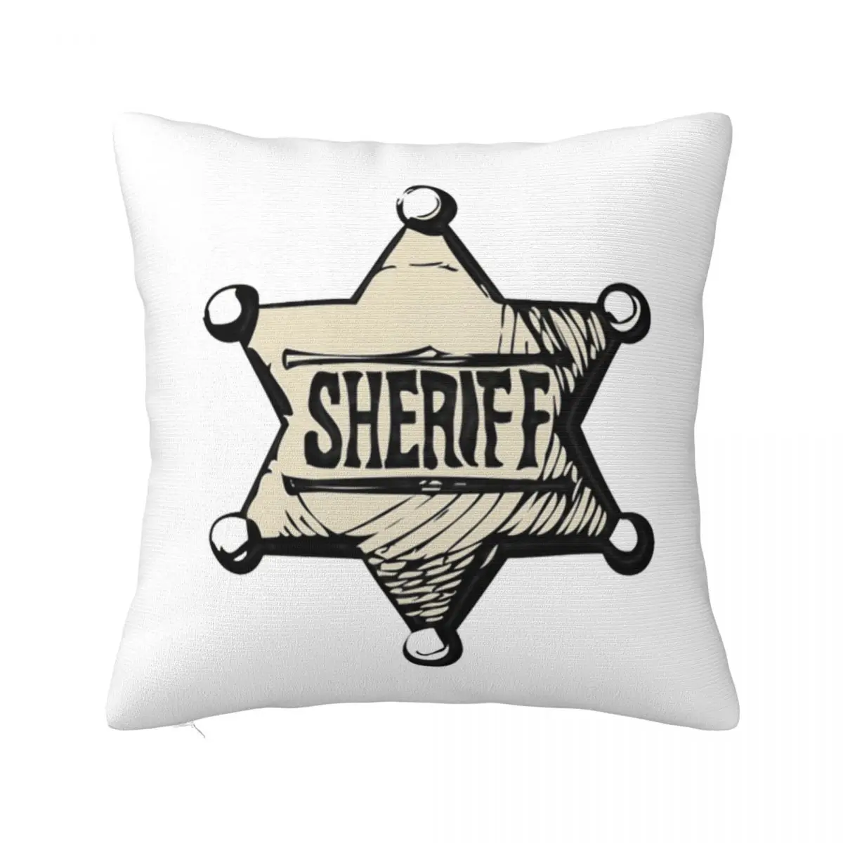 Western Era Sheriff Badge Square Pillowcase Pillow Cover Cushion Decor Comfort Throw Pillow for Home Bedroom