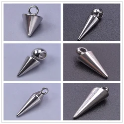 10pcs Silver Color Goth Punk Stainless Steel Pointed Cone Charm Pendants For Jewelry Making Earrings Necklace Handmade Materials