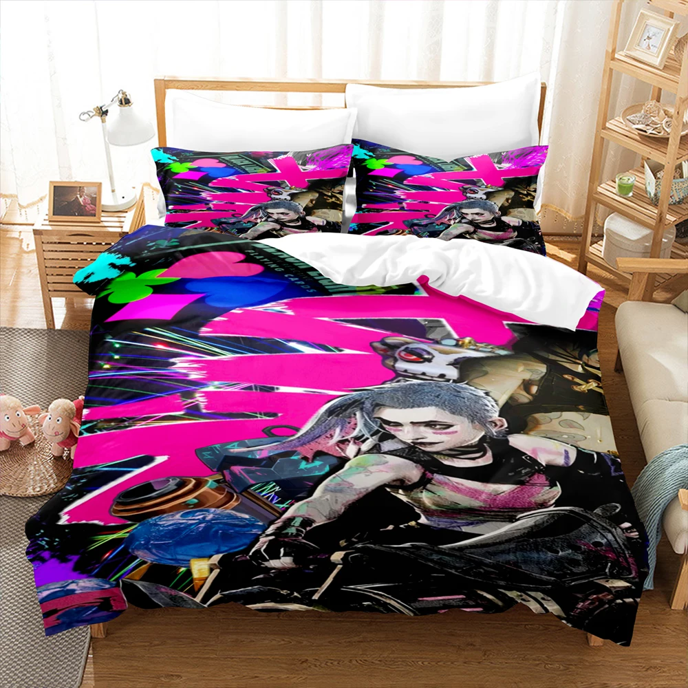 Anime Jinx Arcane: League of Legends Bedding Set Duvet Set Single Double Bed King Size Bed Set Adult boys Bedroom Duvet Cover