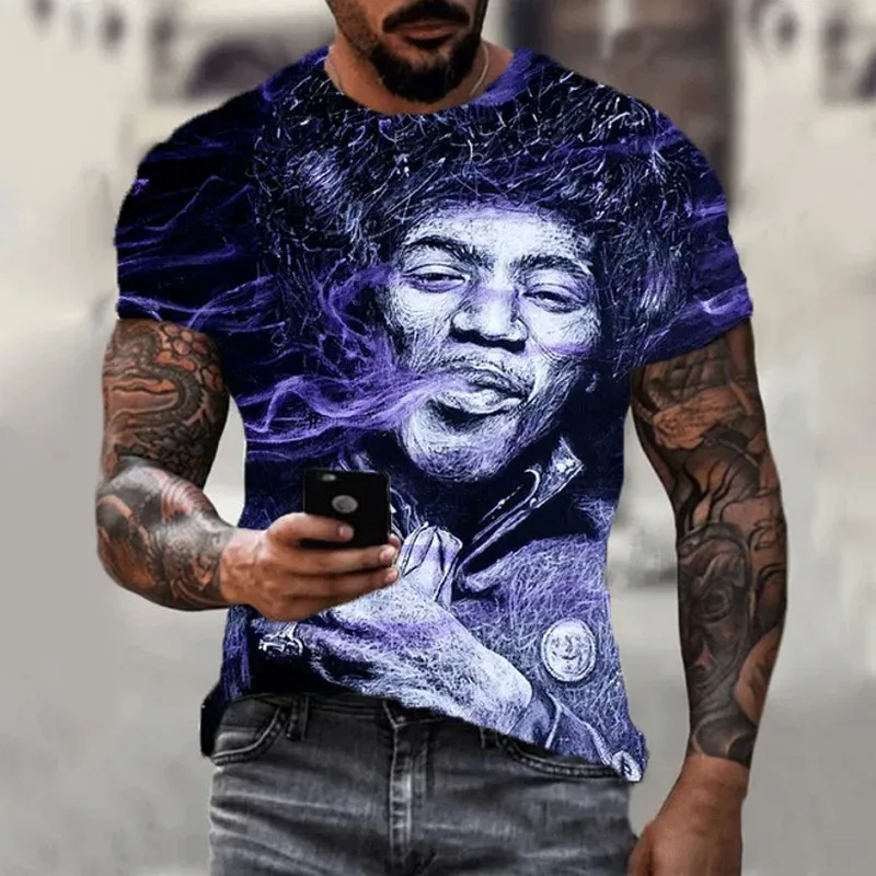 

2024 New Men Fashion 3D Print Tupac T-shirt Summer Casual Personality Hip-hop Streetwear Cool T-shirt Men Clothing
