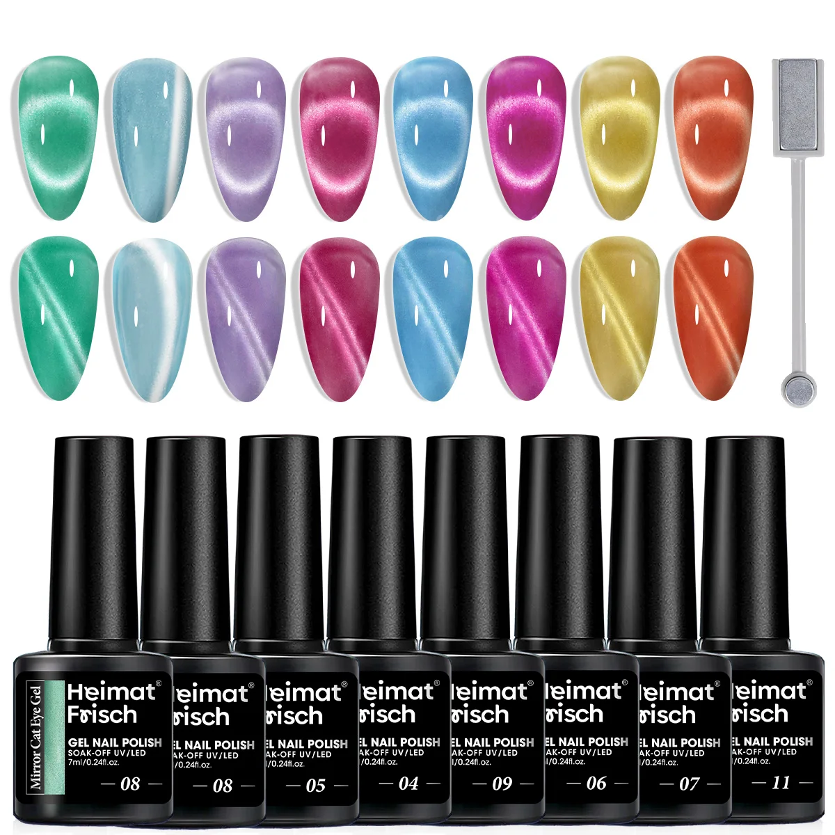 

0.24 oz shimmering cat-eye gel nail polish with magnet. Premium trendy icy clear magnetic .Christmas nails Valentine's Day nails