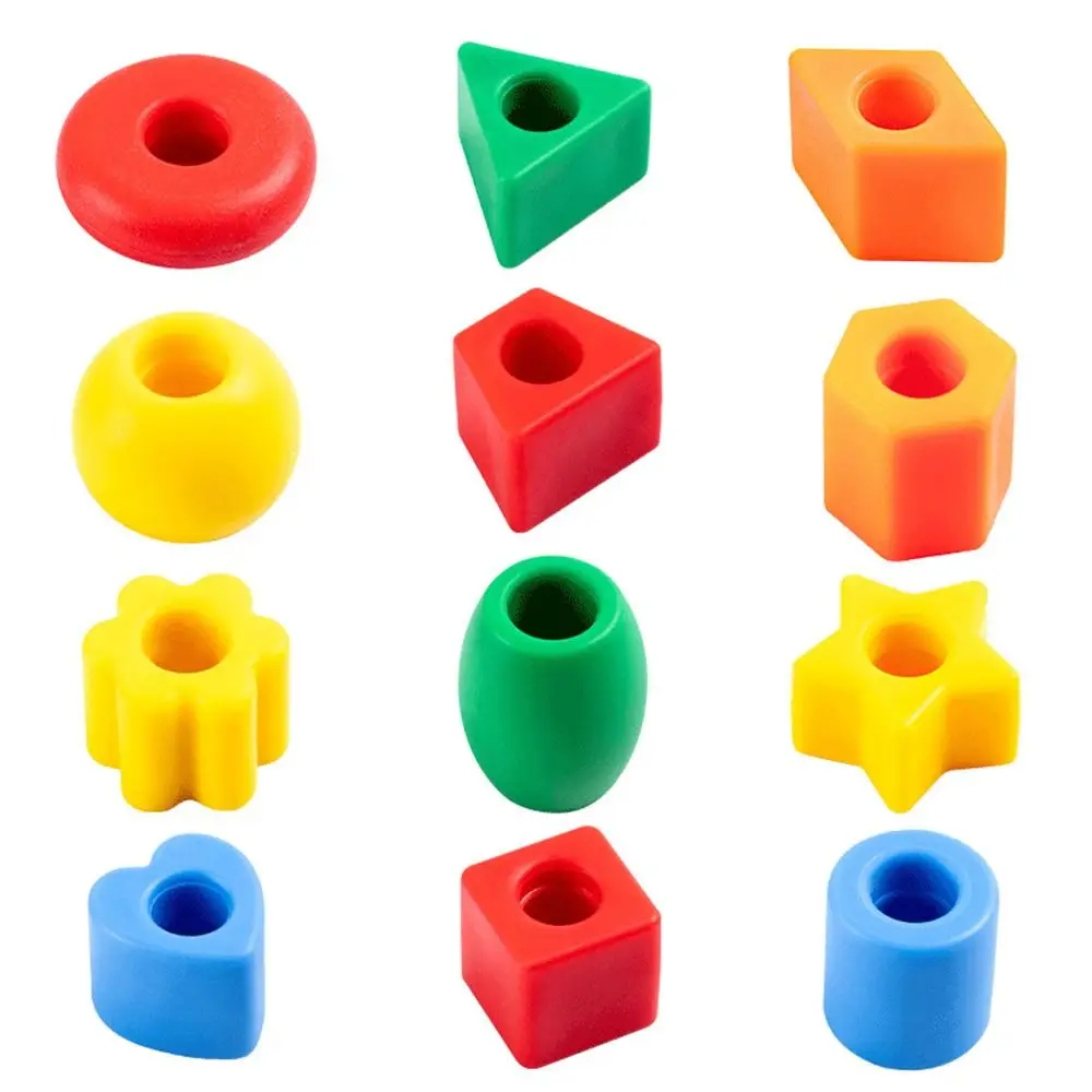 48/100/160PCS Multicolor Montessori Threading Beads Toy Geometry Shape Bracelet Toy DIY Beaded Game Fine Motor Skills