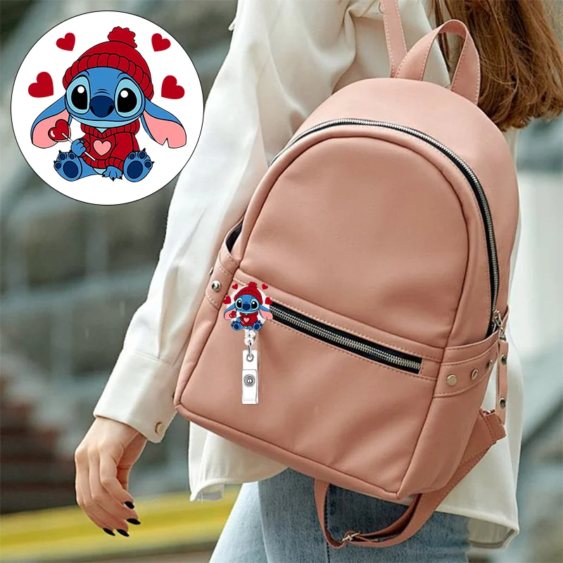 Disney Cute Stitch Acrylic Badge Scroll for ID Card, Student Doctor Nurse Gift, Office Use with Scalable Accessory