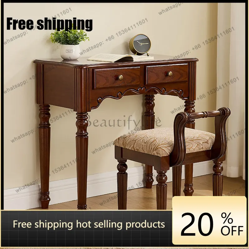Factory Direct American full solid wood retro writing desk, bedroom computer desk, desk small apartment