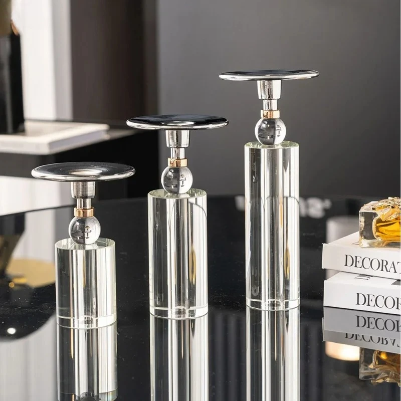 Minimalist Transparent Candle Holder Ornaments Creative Glass Candlestick Desk Decoration Wax Melt Burner Home Aroma Container
