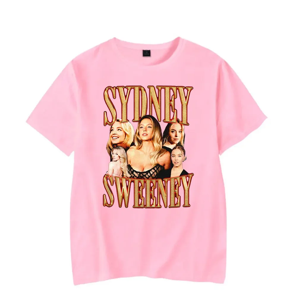 سيدني سويني خمر 90s تي شيرت امرأة قصيرة الأكمام تي شيرت للجنسين الرياضة البلوز Harajuku أبلى القمم #4