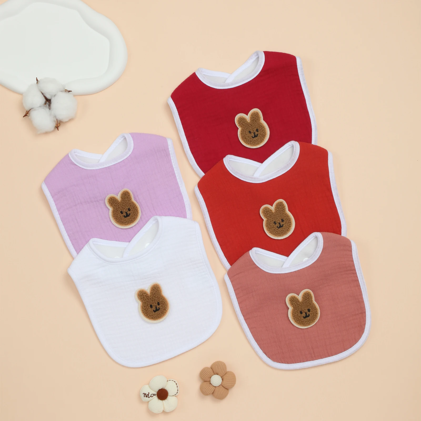 

5 Pack Soft Cotton Baby Bibs for Drooling, Teething, Feeding, Thick Absorbent Infants Bib