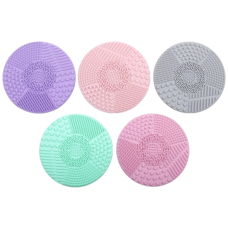 Tampon de nettoyage de brosse de maquillage en Silicone avec ventouse-tapis de nettoyage de brosse cosmétique rond pour un usage professionnel et domestique