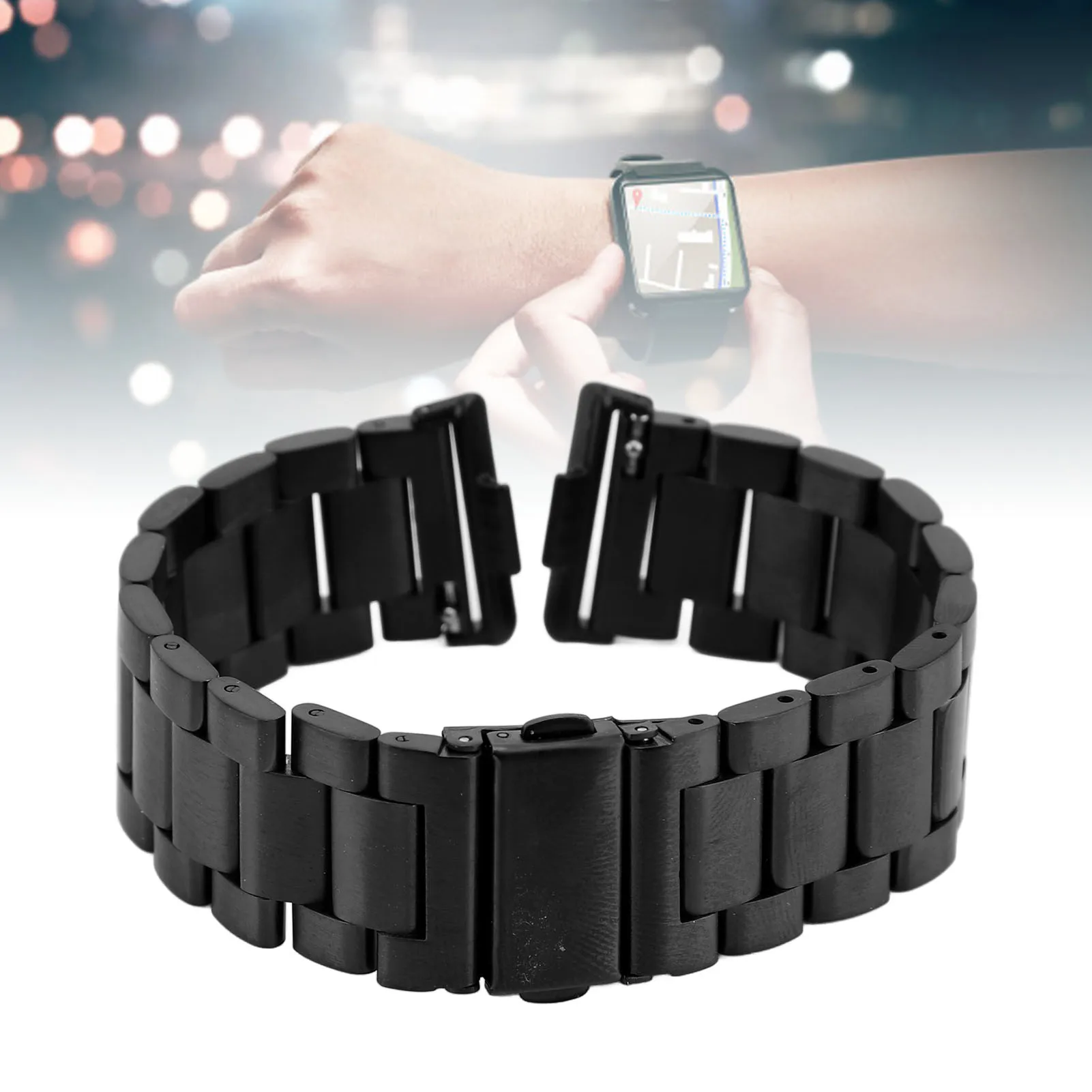 

Stainless Steel Watch Band Quick Release Replacement Band Stainless Steel Link Watch Bracelet Compatible for Watch Fit 3 Black