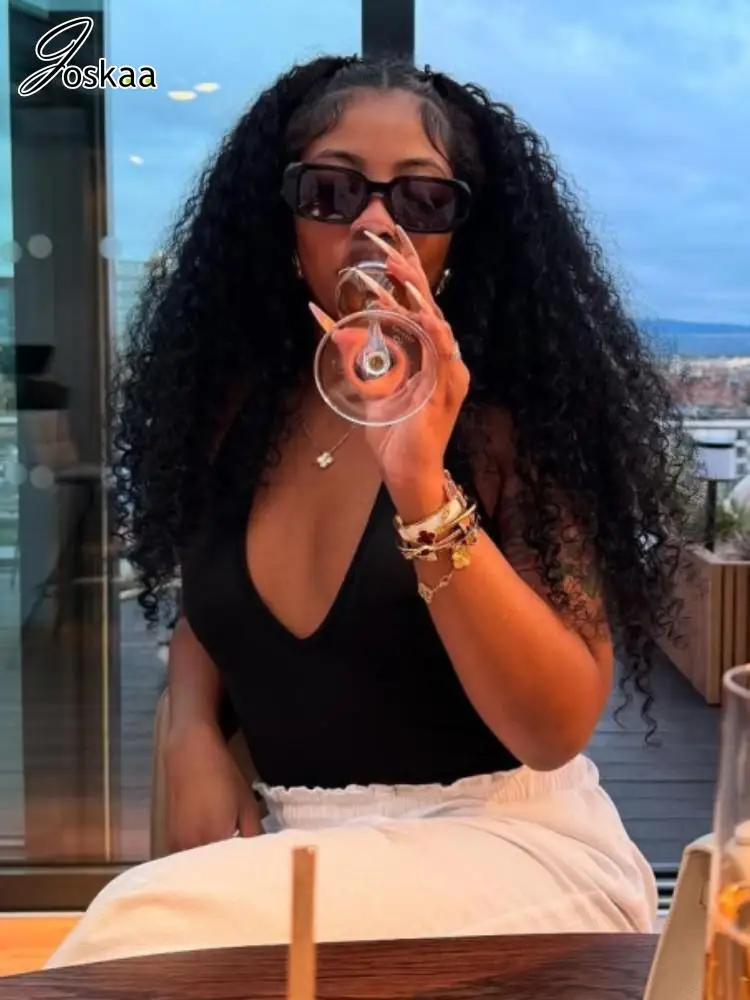 Joskaa 2025 ملابس داخلية نسائية سوداء مثيرة بفتحة رقبة على شكل حرف v عميقة بدون ظهر نحيلة قطعة واحدة ملابس علوية للحفلات والنوادي في منتصف الليل #4