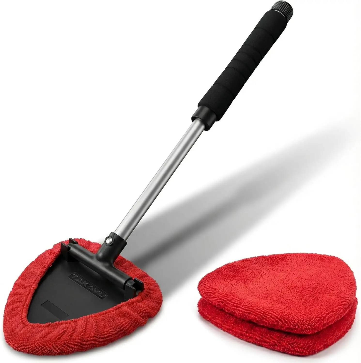 

Extendable Windshield Cleaner with Pivoting Head, 3 Washable Microfiber Bonnets for Car and Home Use - Lint-Free