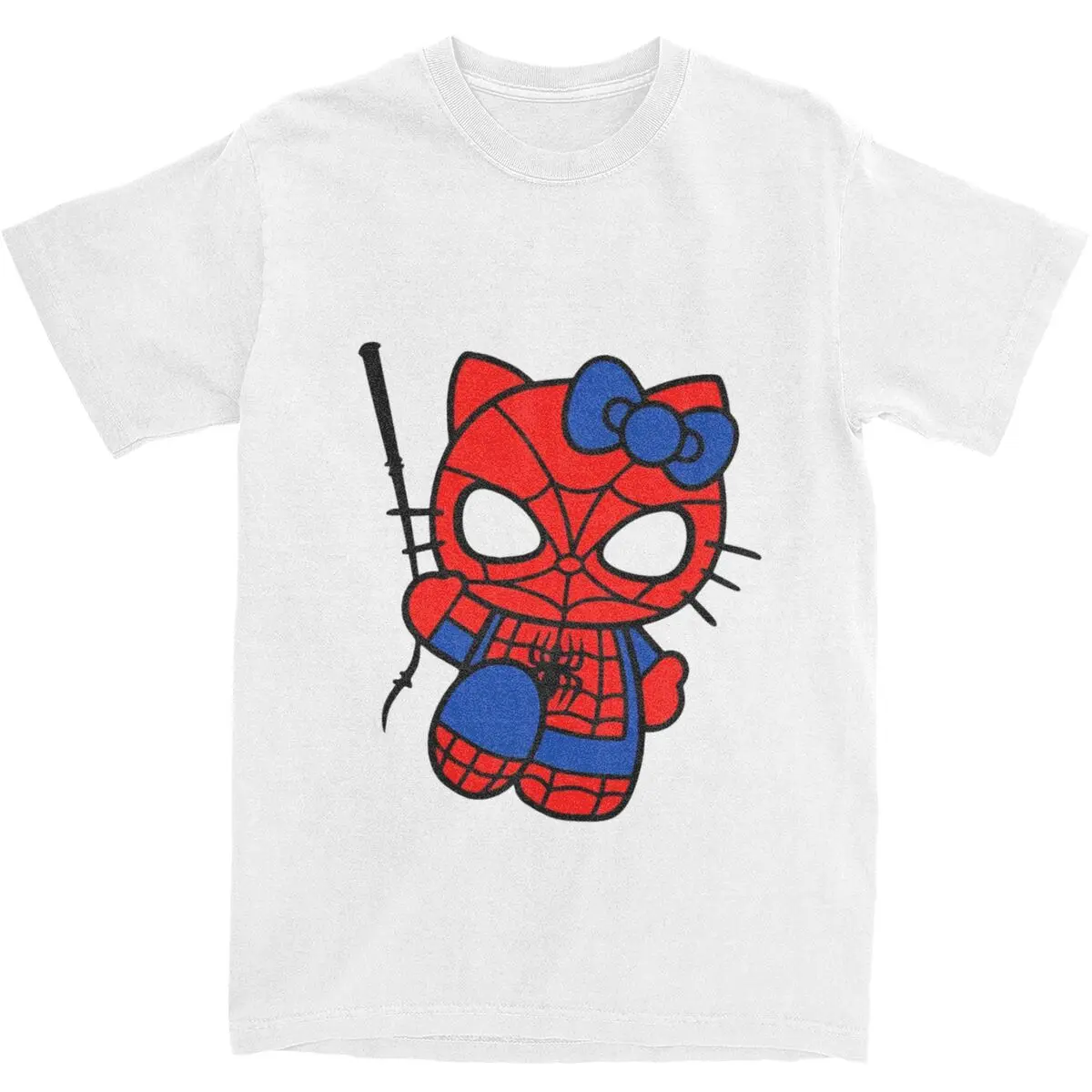 Men Hello Kitty Spider Man Spider-Man-bayingimg T Shirts 100% Cotton Tops Summer T Shirt O-Neck Hippie Pattern Tshirt Plus Size