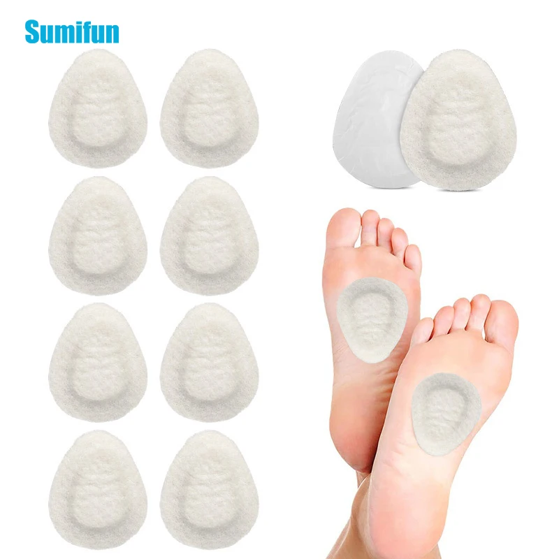 5Pairs White Felt Shoes Tongue Sticker Foot Cushion Adhesive Forefoot Patch Thin Felt High Heel Insert Foot Pad Foot Pain Relief